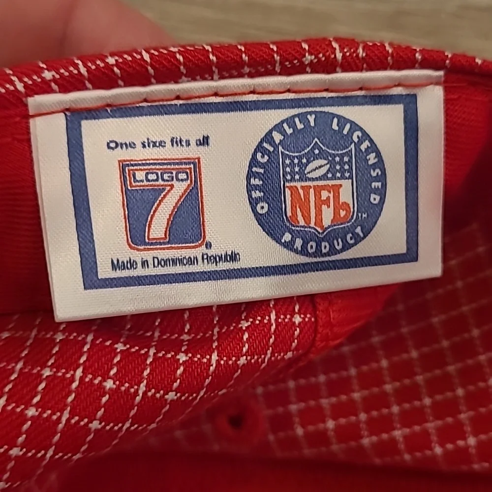 KANSAS CITY CHIEFS Red Grid LOGO7 NFL Superbowl Champs Snapback Cap Hat VTG RARE